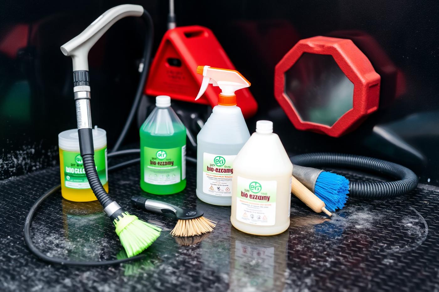 Professional bin cleaning equipment and bio-enzyme cleaning solutions